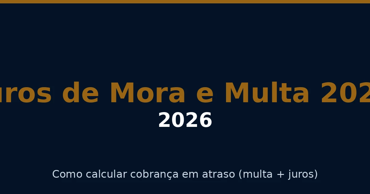 Imagem de destaque para o artigo Juros de Mora e Multa 2026: Como Calcular Cobrança em Atraso (Guia Completo)