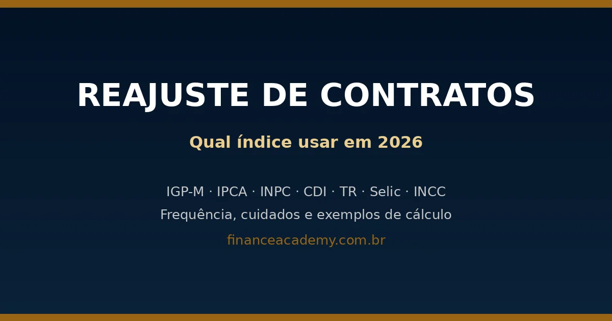 Reajuste de Contratos 2026: Qual Índice Usar (IGP-M, IPCA, INPC, CDI, TR) e Como Calcular
